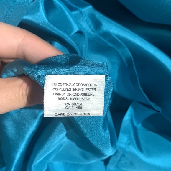 BCBG Maxazria Runway teal satin dress - Picture 5 of 6